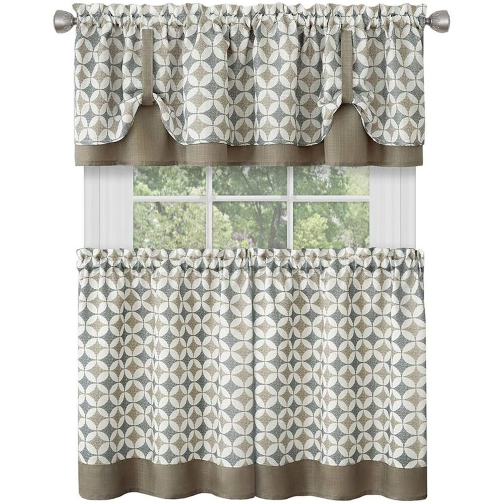 3-Piece Window Kitchen Curtain Set with Double Layer Plaid Gingham Fabric, Tier